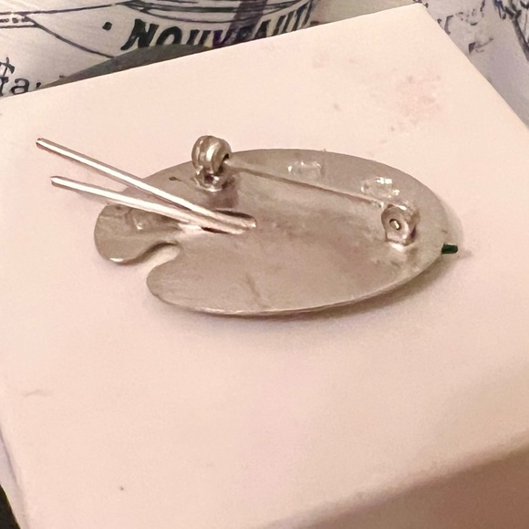Vintage Beau Signed Sterling Silver Paint Palette Brooch Pin. Beautiful! - Picture 2 of 6